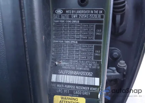 2010 Land Rover Lr2 Hse z USA, uszkodzony, nr VIN SALFP2BN8AH203062